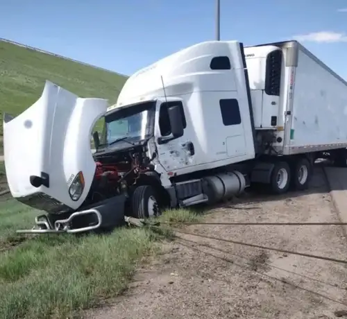 Commercial tractor-trailer recovery scene